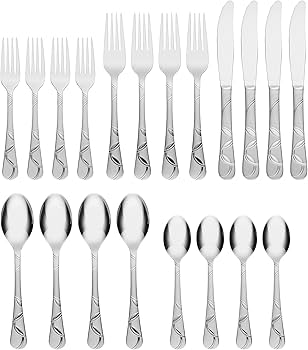 Cambridge Flatware Set Julie Sandblast 20 Piece Service for 4